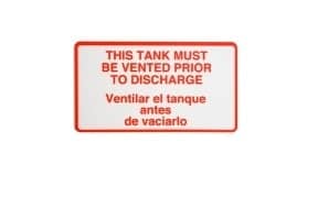Decal - This Tank Must Be Vented Prior To Discharge