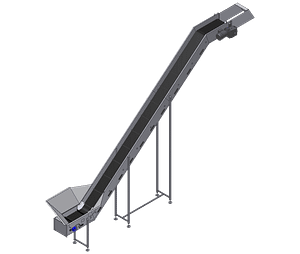 Incline belt conveyor with hopper