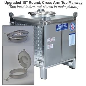 TranStore Beverage Storage & Fermentation Tank, Bronze Package 250 Gallon with Hinged Cross Arm Manway