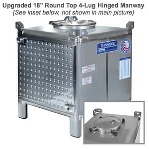 TranStore Beverage Tank with Hinged Handwheel Top Manway & Bronze Package, 250 Gallon