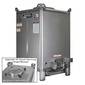 TranStore Storage & Fermentation Tank with Hinged Handwheel Top Manway & Silver Package, 550 Gallon